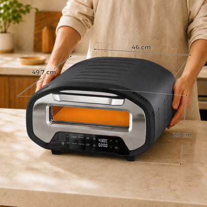 Electric Pizza Oven | 12 Inch | 8 Preset Modes | Ceramic Stone | 2200W | Grey