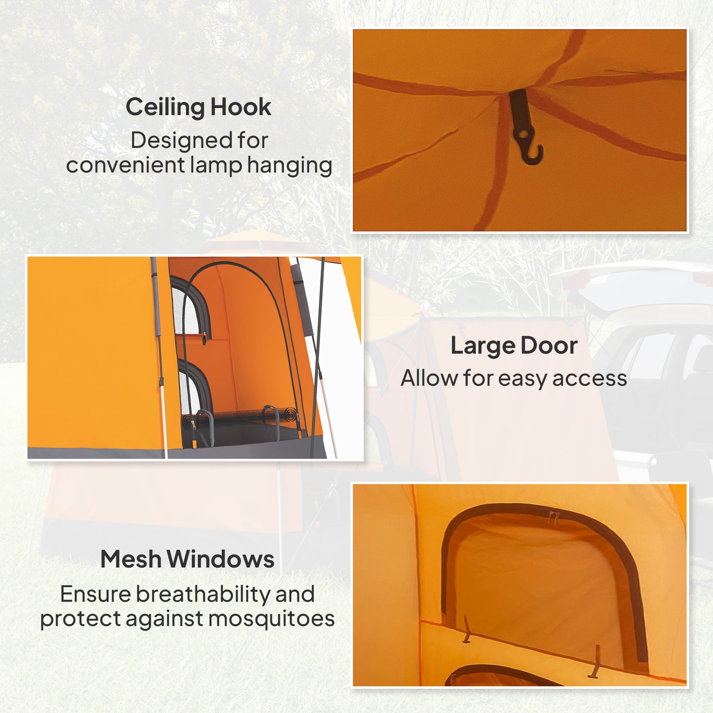 Automatic Pop Up Camping Instant Setup 2-4 Man Tent W/ Mesh Windows, Waterproof & Portable Dome W/ Carrying Bag for Camping / Orange