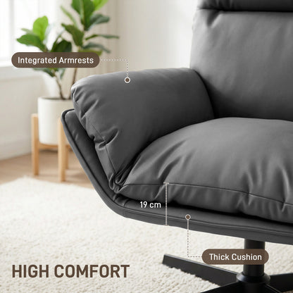 Accent Chair with 360° Swivel Armchair for Living Room with Padded Cushion Dark Grey / Dark Brown