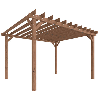 3.6 x 3 m Wooden Pergola Kit, Garden Pergola Gazebo Grape Trellis with Triangle Supports, Maple Wood-effect