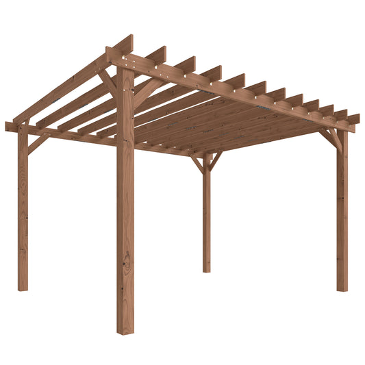 3.6 x 3 m Wooden Pergola Kit, Garden Pergola Gazebo Grape Trellis with Triangle Supports, Maple Wood-effect