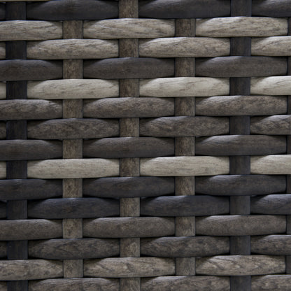 7 Pieces Outdoor PE Rattan Corner Sofa Set, Patio Wicker Conversation Chaise Lounge Furniture w/ Tempered Glass Table-top & Soft Padded Cushion, Dark Grey