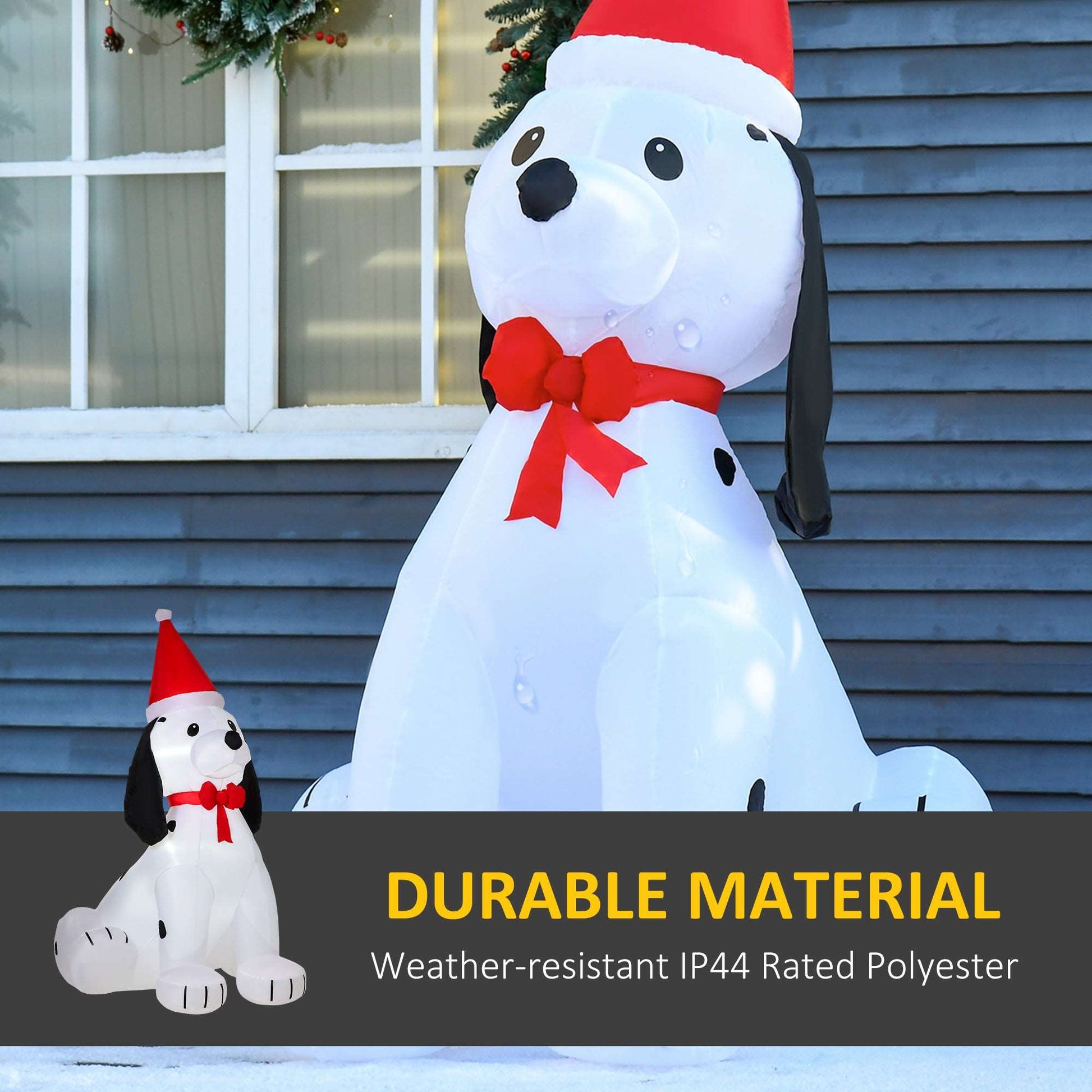 1.8m Inflatable Christmas Puppy Dog Wearing Santa Hat Lighted Outdoor Decoration Blow Up Decor for Holiday Indoor