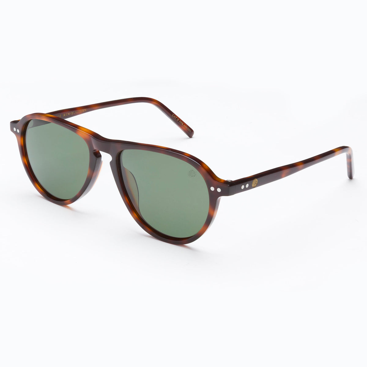 Union Of Surf Barrel Aviator Polarised Sunglasses | Cellulose Acetate Frame | G15 TAC Polarised Lenses | UV400 | Tortoiseshell | Compact Aviator | Unisex | Includes Case & Cloth