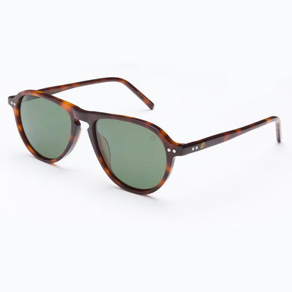Union Of Surf Barrel Aviator Polarised Sunglasses | Cellulose Acetate Frame | G15 TAC Polarised Lenses | UV400 | Tortoiseshell | Compact Aviator | Unisex | Includes Case & Cloth