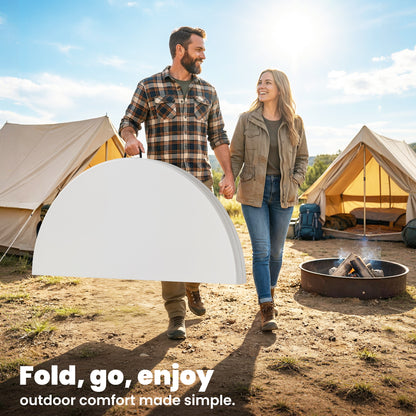 Folding Picnic Camping Table | 120x120cm | HDPE Top | Water Resistant | Powder Coated Frame | Anti-Slip Feet | 100kg | No Assembly | White