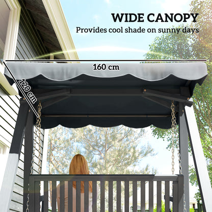 2-Seater Garden Swing Seat with Canopy | Larch Wood Frame | UV-Resistant | 240kg | Grey
