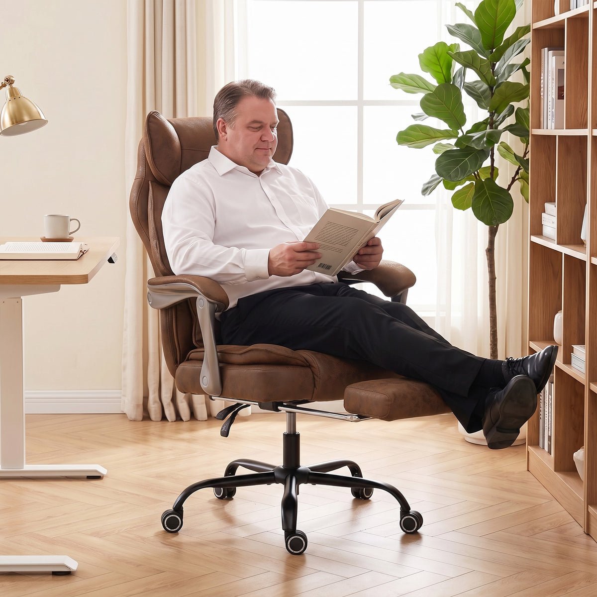 Executive Office Chair | Big & Tall 180kg Reclining Desk Chair with Footrest & Lumbar Support