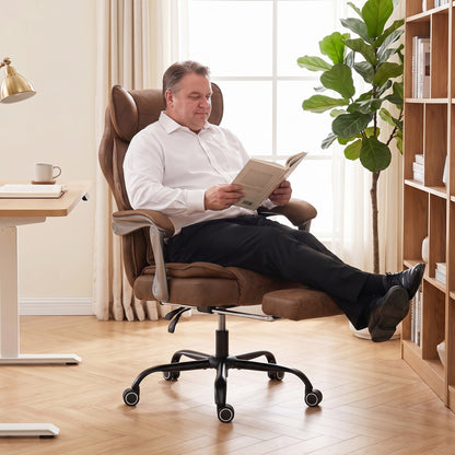 Executive Office Chair | Big & Tall 180kg Reclining Desk Chair with Footrest & Lumbar Support