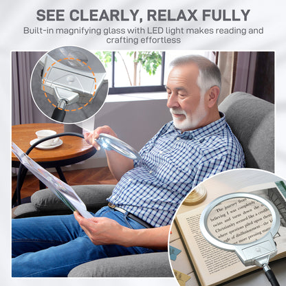 Electric Rise Recline Armchair, with Reading Light - Grey / Brown