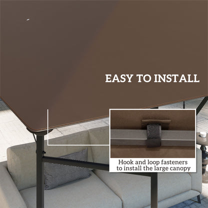 Outsunny 3 x 3(m) Gazebo Canopy Replacement Cover, Garden Gazebo Roof Replacement with Drain Holes, Water-resistant Plastic Coating, 370g/㎡, UPF30+, Brown