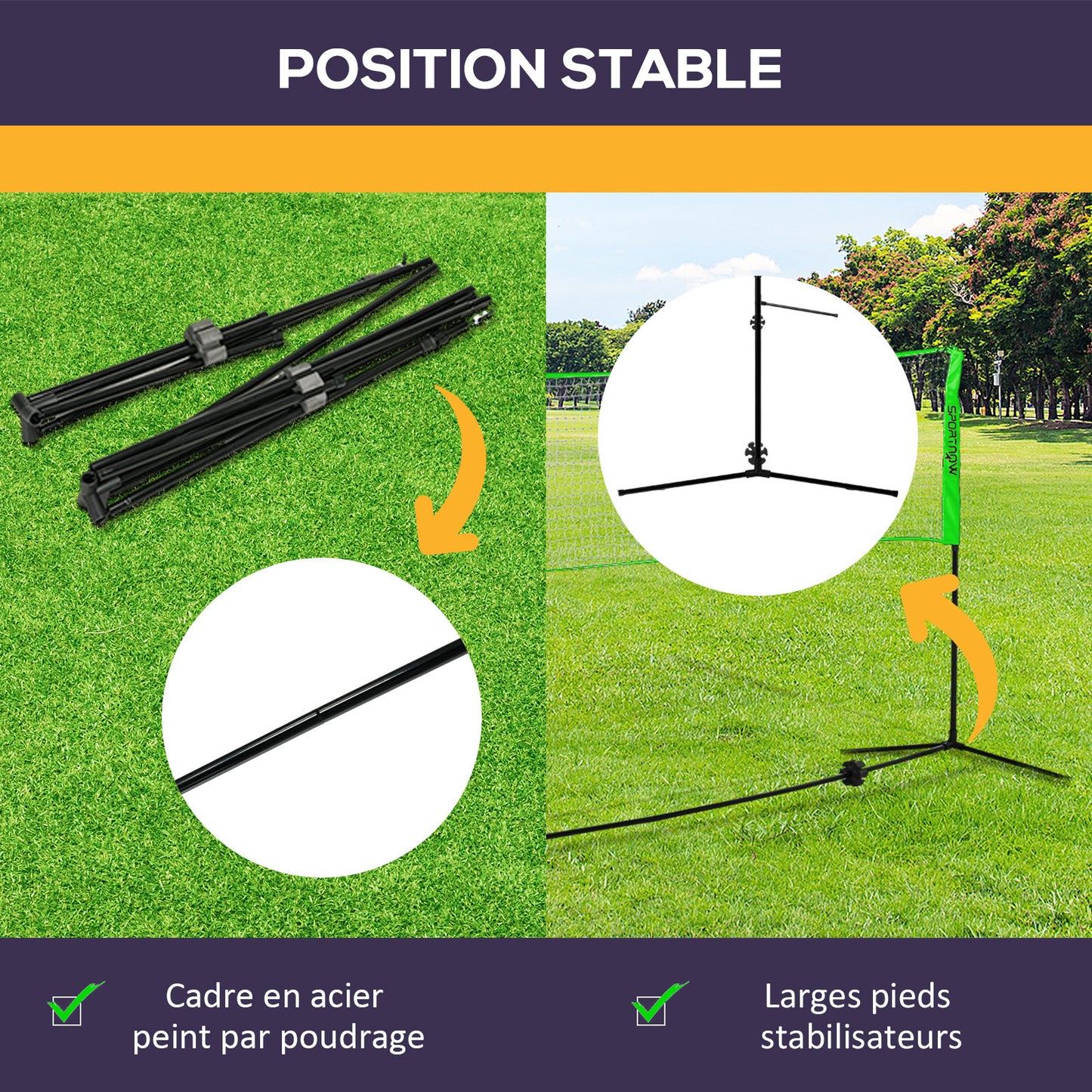 Portable Badminton Set, Multi-Sports Badminton Net for Pickleball Volleyball W/ 3 Shuttlecocks, 4 Rackets, for Indoor Outdoor, Garden, Beach