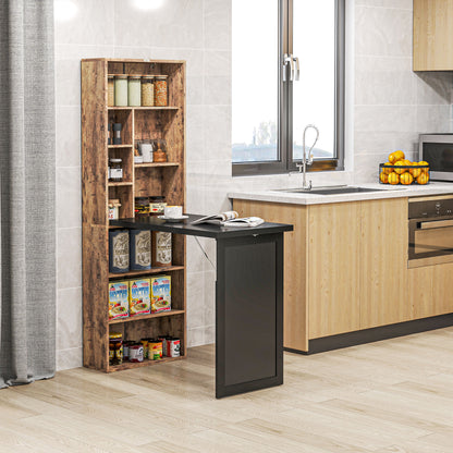 Folding Desk with Blackboard Multi-function Computer Office Workstation Side Shelf for Home Office, Rustic Brown