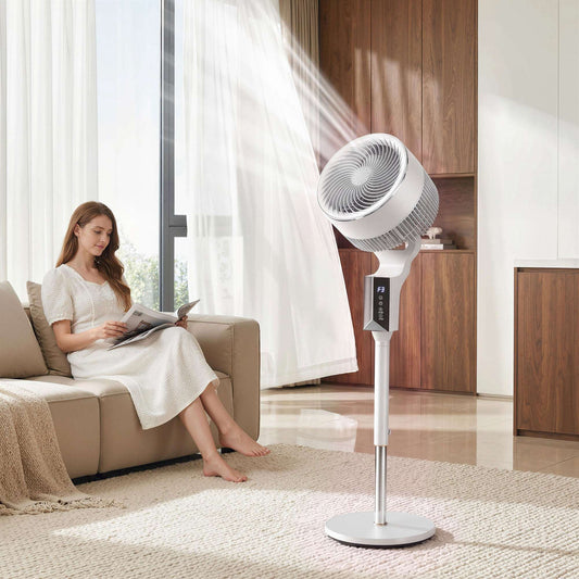 Pedestal Standing Fan | 20dB Sleep Mode | 8 Speeds | 17.1m³/min Airflow | 85° Oscillation | Aromatherapy Pad | Detachable Grill | 5m Remote | 12H Timer | 60W | 115cm | White