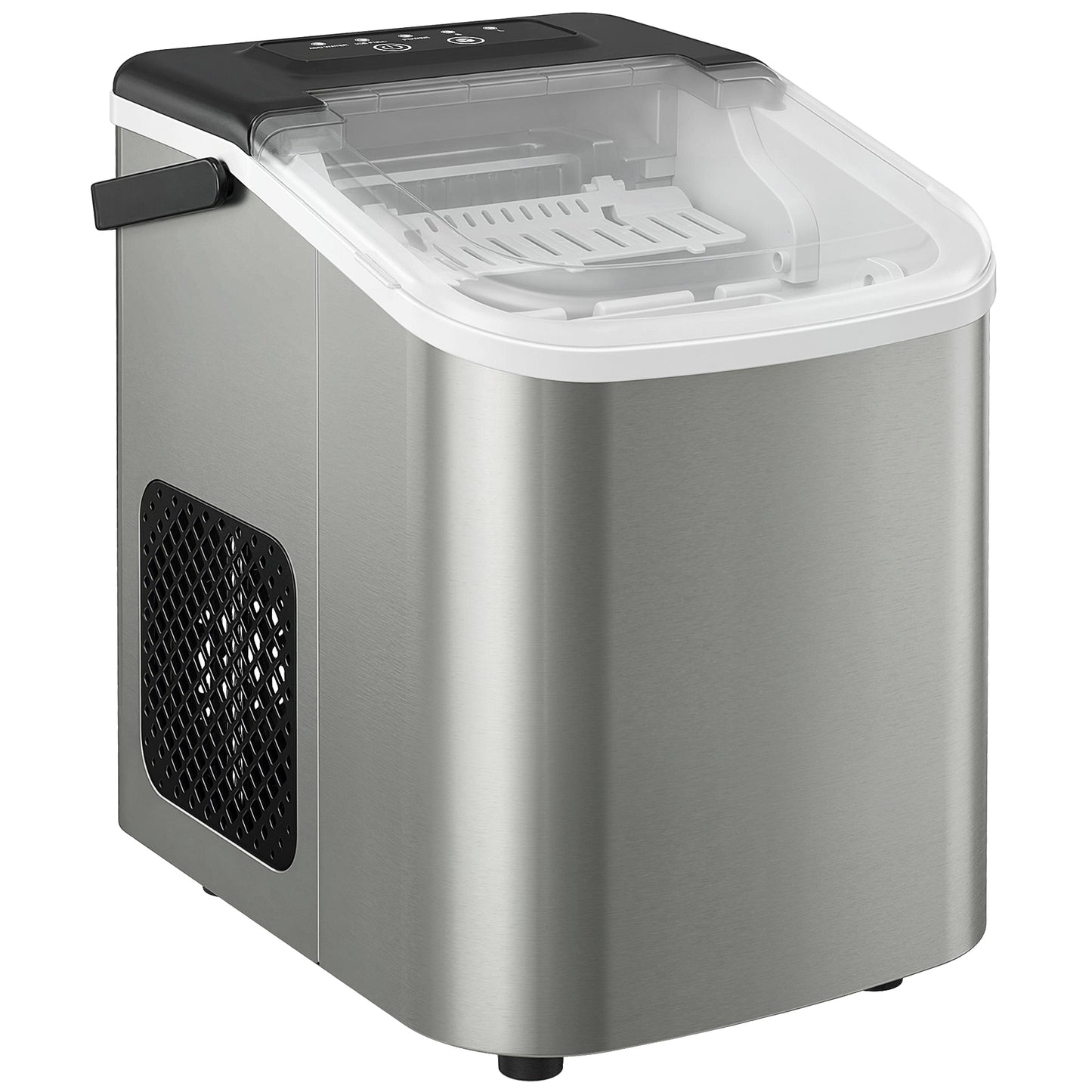 Countertop Ice Maker Machine – 9 Cubes in 7 Mins, 12kg/24hr, 2 Bullet Sizes, Self-Cleaning, Portable, Stainless Steel, For Home, Kitchen & Office
