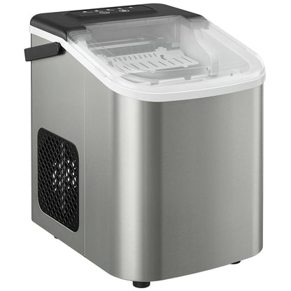 Countertop Ice Maker Machine – 9 Cubes in 7 Mins, 12kg/24hr, 2 Bullet Sizes, Self-Cleaning, Portable, Stainless Steel, For Home, Kitchen & Office