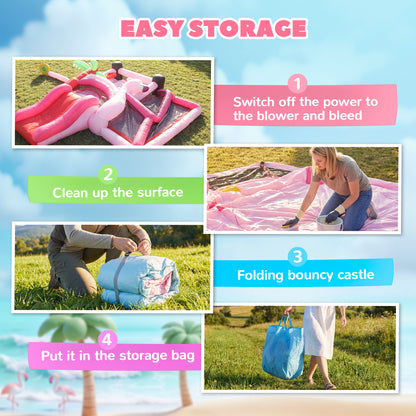 AIYAPLAY Inflatable Bounce House for Kids with Slide, Ball Pit, Basketball Hoop and Blower for Indoor Outdoor Garden, Pink