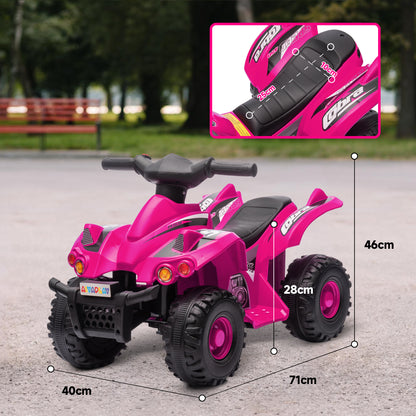 AIYAPLAY 6V Kids Electric Quad Bike w/ Music, Forward Function, for 2-6 Years, Pink - Black
