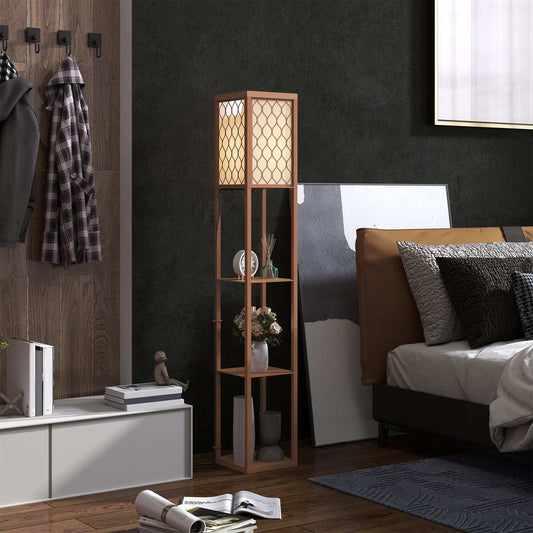 Three-Shelf Standing Floor Lamp - Natural