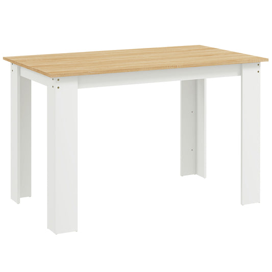 Wood Effect Dining Table | 4-6 Seater | 120x69x75cm | Melamine Surface | Water Resistant | Triangular Legs | Oak & White