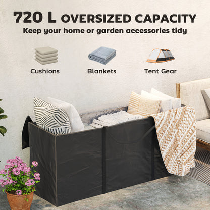 720 L Outdoor Garden Cushion Storage Bag, Heavy Duty 600D Oxford Fabric Waterproof Garden Furniture Cushion Storage Bag with 2-Way Zip