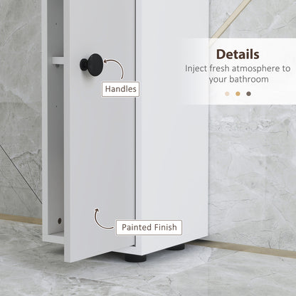 Kleankin 180cm Slim Bathroom Cabinet, with Drawer, Shelves and Cupboards - Light Grey