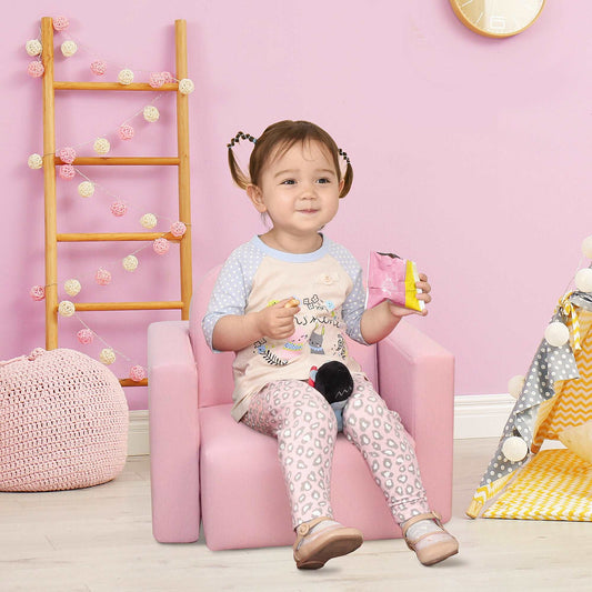 2 In 1 Toddler Sofa Chair,  48 x 44 x 41 cm, for Game Relax Playroom, Pink