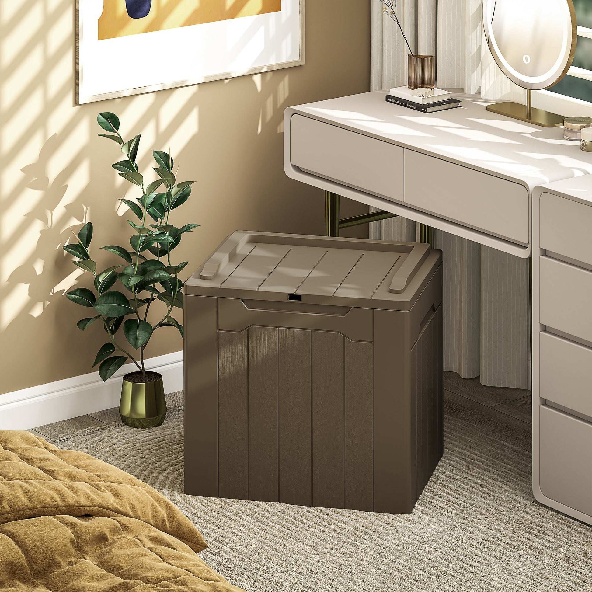 107 Litre Plastic Storage Chest with Lid - Dark Brown