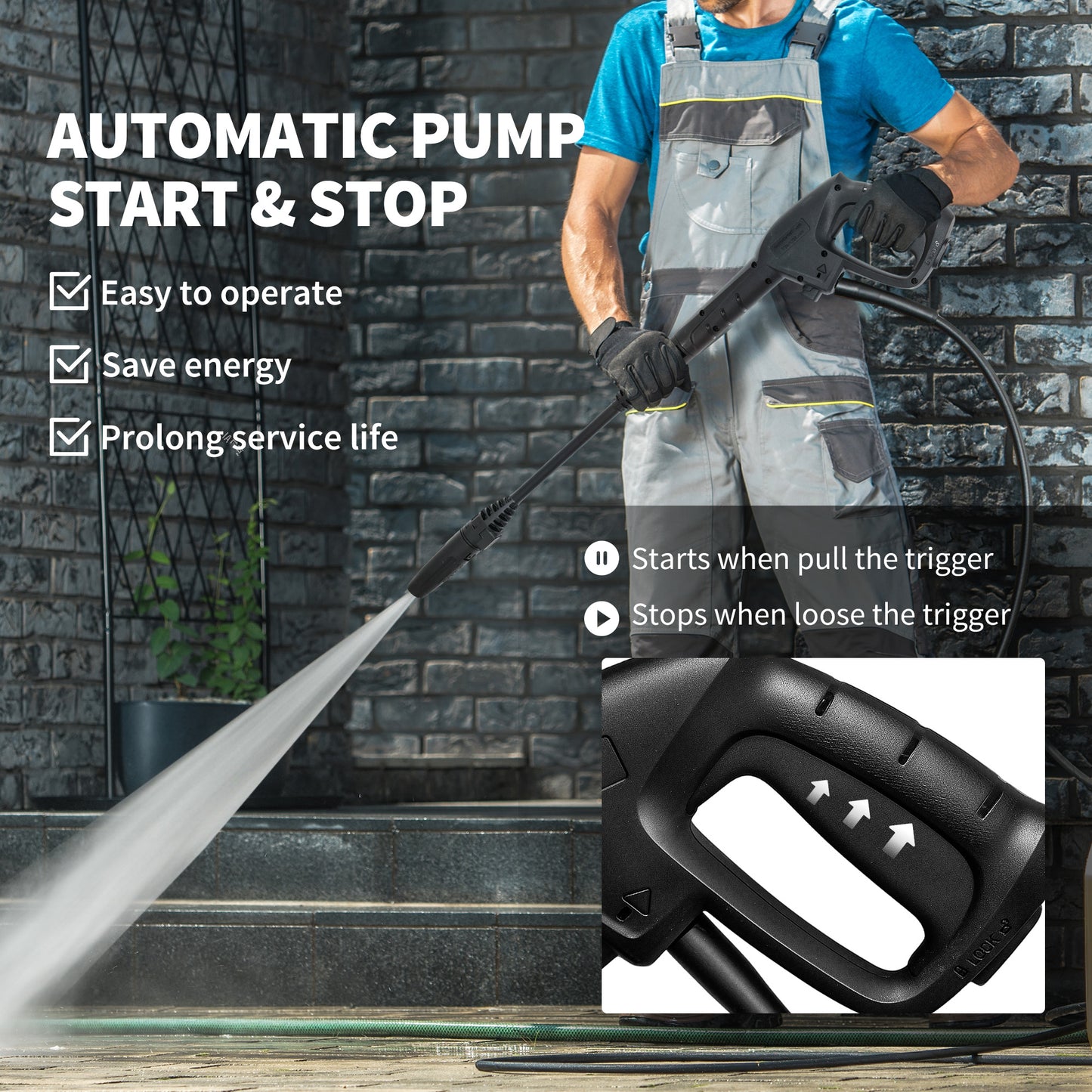 Outsunny 1800W High Pressure Washer, 150 Bar Pressure, 420 L/h Flow, Portable Power Washer Jet Wash Cleaner with Adjustable Nozzle, 6M Hose