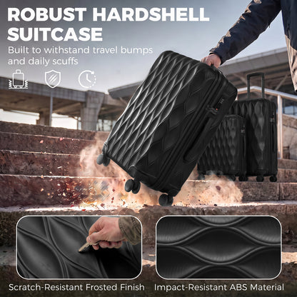 3-Piece Hard Shell Suitcase Set | TSA Lock & 360° Spinner Wheels | 20/24/28 Inch Carry-On & Checked Luggage | Black or Green