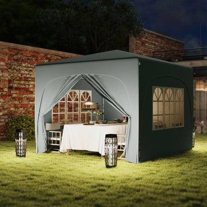 3x3m Pop-Up Gazebo | UPF50+ Oxford Fabric | 3-Height Adjustment 253-273cm | 2 Windows & Dual Doors | 8 Drainage Holes | 4 Guy Ropes & 12 Ground Stakes | Carry Bag | Fits 6-9 People | Light Grey