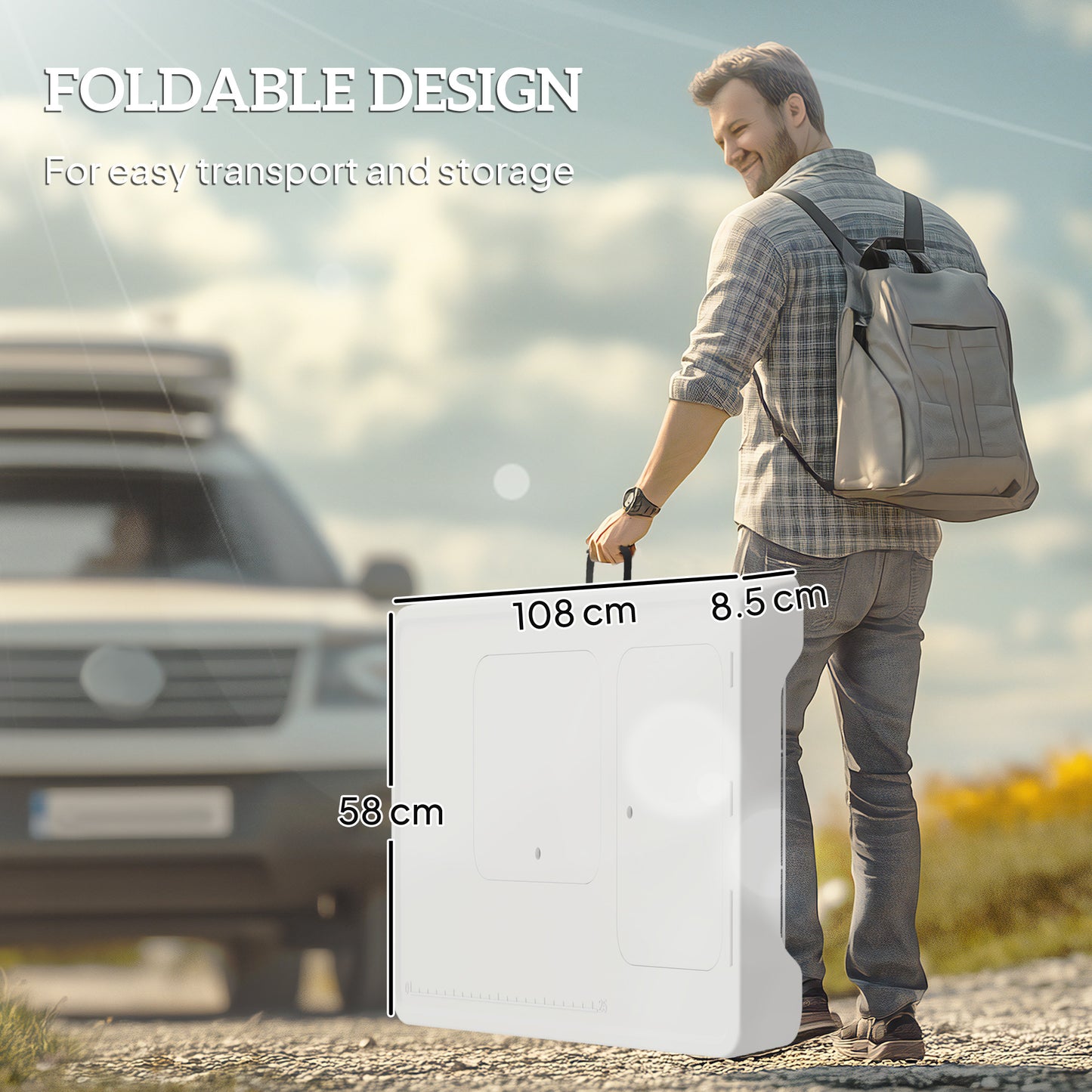 Folding Fish Cleaning Table with Twin Sinks | Faucet & Spray Nozzle | Drawer | Shelf | Basket | 80kg | Camping & Fishing | White