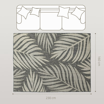 UV Resistant Indoor & Outdoor Area Rug, Easy-Cleaning Machine Washable Rug for Patio, Garden, Kitchen, Bathroom or Living Room, 230 x 160 cm, Grey
