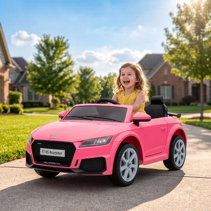 AIYAPLAY Licensed Audi TT RS 12V Kids Ride-On Car | Parent Remote, Dual 25W Motors & 4-Wheel Suspension | Lights, Music & USB | Pink, Grey or Black | Ages 2–3