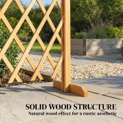 2 Pack Expanding Garden Fence Panels | 180cm Wide | Freestanding | Foldable | Varnished Fir Wood | Brown
