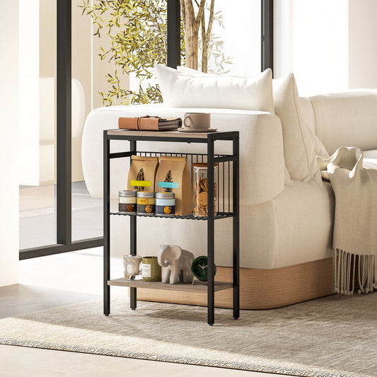 Three Shelf Industrial Side Table - Grey