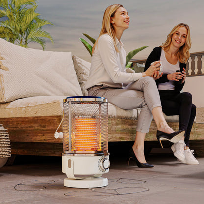 2000W Electric Patio Heater with 10-20㎡ Coverage, Separation Coil, Freestanding Outdoor Infrared Heater with Tip-Over Protection, Handle for Indoor and Outdoor Use, White