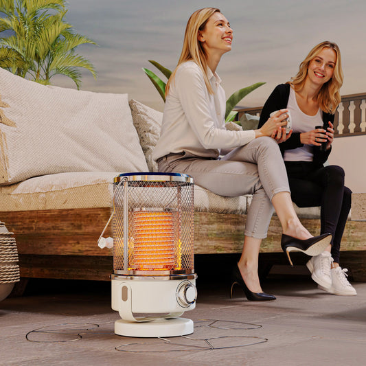 2000W Electric Patio Heater with 10-20㎡ Coverage, Separation Coil, Freestanding Outdoor Infrared Heater with Tip-Over Protection, Handle for Indoor and Outdoor Use, White