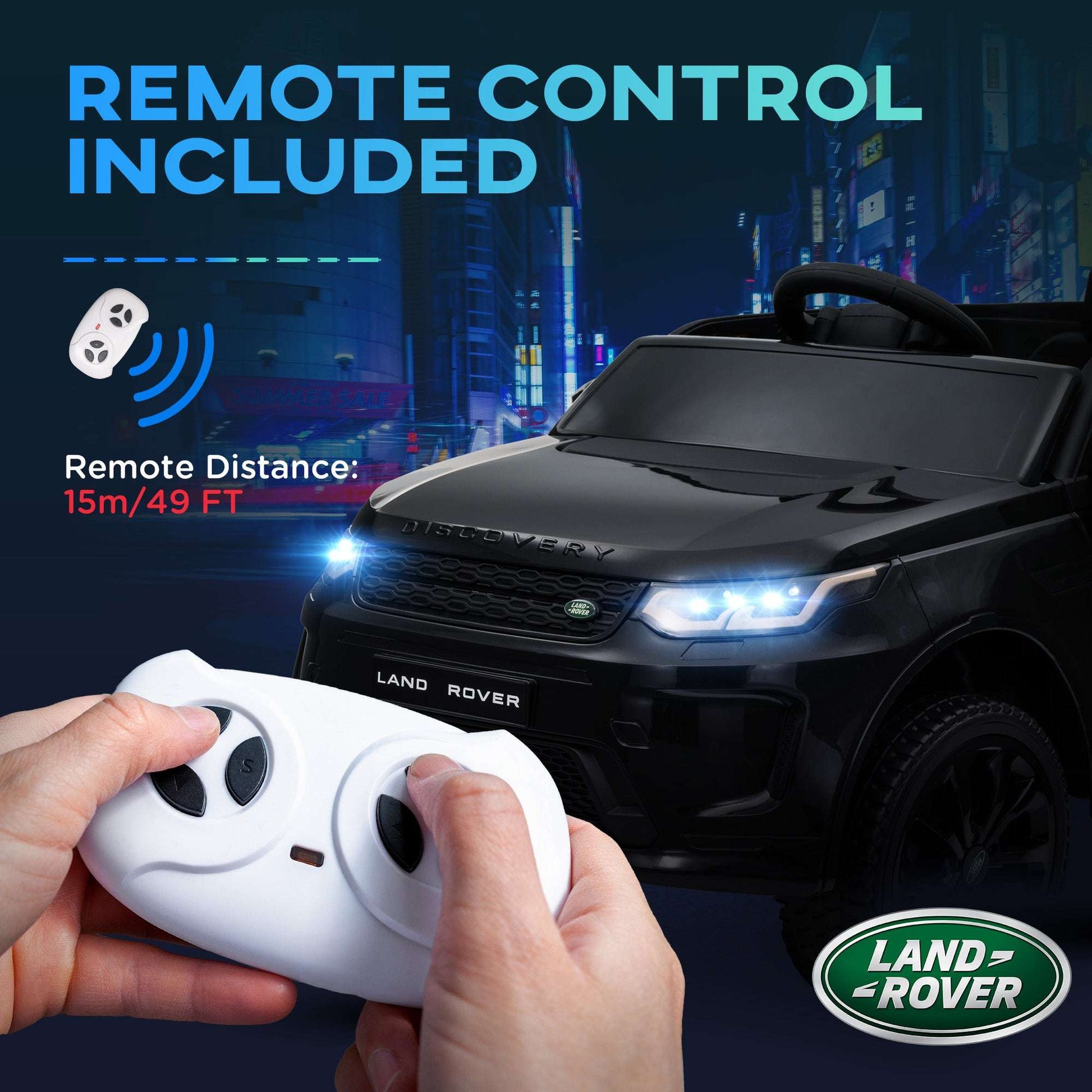 AIYAPLAY Land Rover Discovery Sport Licensed 12V Kids Ride on Car w/ Remote Control, Lights Music Horn, for 3-6 Years Black / White / Pink