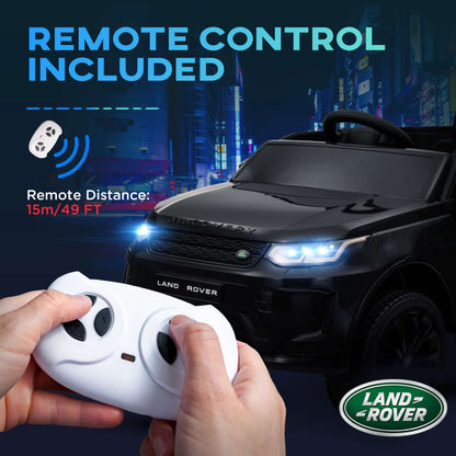 AIYAPLAY Land Rover Discovery Sport Licensed 12V Kids Ride on Car w/ Remote Control, Lights Music Horn, for 3-6 Years Black / White / Pink