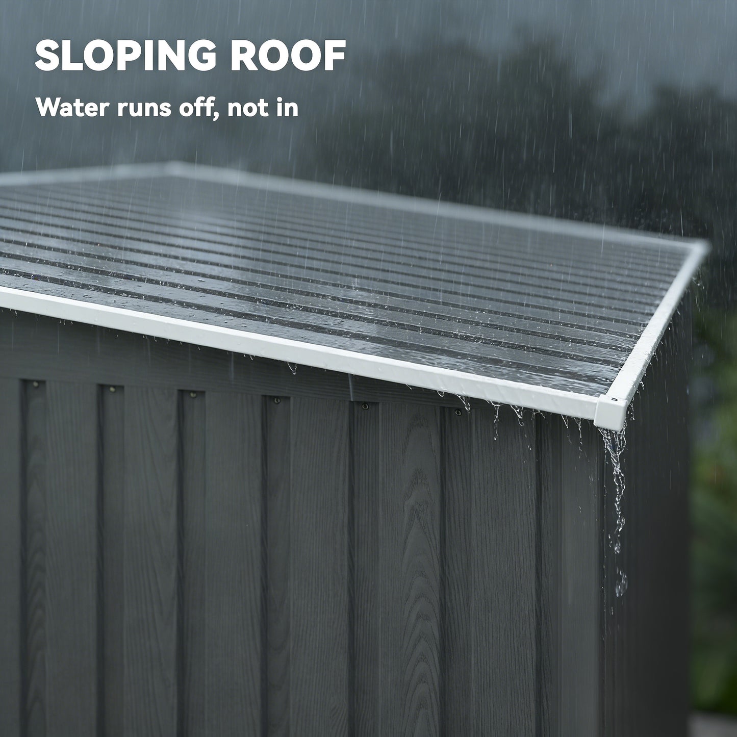 Galvanised Steel Lean-To Garden Storage Shed | Sliding Door | 2 Hooks & 2 Adjustable Shelves | 2 Vents | Floor Foundation Included | 40kg/m² Snow Rating | 154x206.5x181cm | 2.81m² | Light Grey Wood Effect