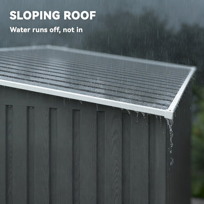 Galvanised Steel Lean-To Garden Storage Shed | Sliding Door | 2 Hooks & 2 Adjustable Shelves | 2 Vents | Floor Foundation Included | 40kg/m² Snow Rating | 154x206.5x181cm | 2.81m² | Light Grey Wood Effect