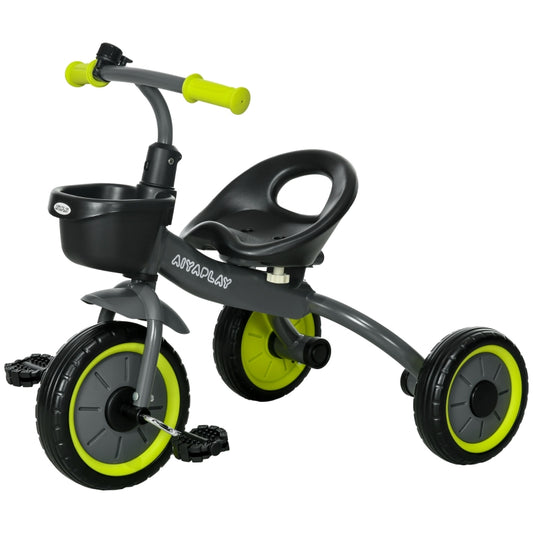 AIYAPLAY Kids Trike, Tricycle, with Adjustable Seat, Basket, Bell, for Ages 2-5 Years