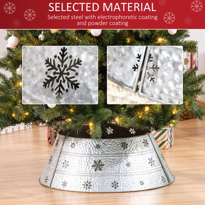 66cm Christmas Tree Base Cover, Christmas Tree Collar With Hollow Snowflake Pattern for Holiday, Party, Silver