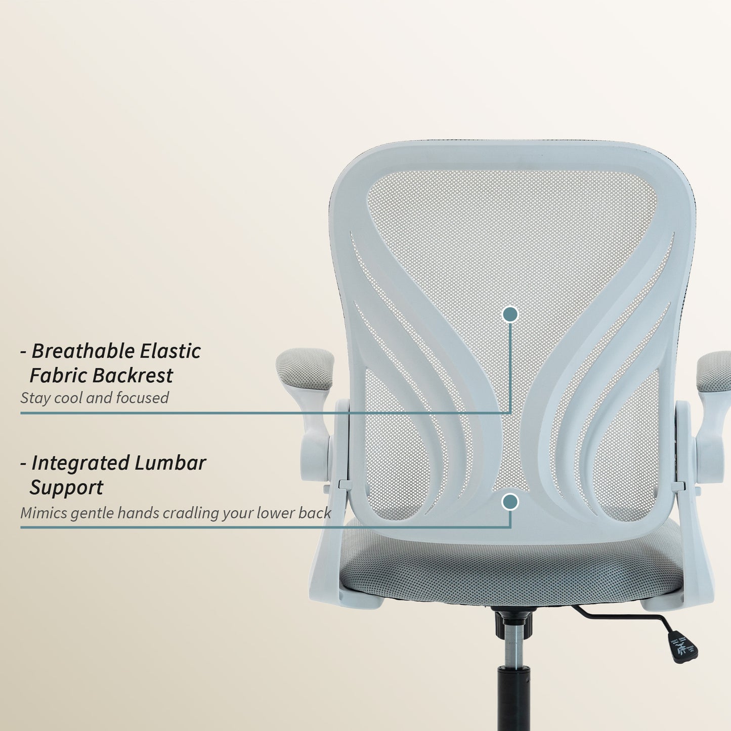 Mesh Office Chair with Foldable Backrest - Light Grey