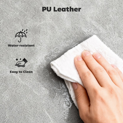 Bar Stools Set of 2, PU Leather Barstools with Back, Footrest and Wood Legs for Kitchen, Counter, Breakfast Bar, Grey