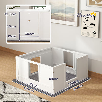 PawHut Whelping Box for Dogs with Whelping Pad, Adjustable Entrance, Non-slip Foot Pads, for Medium Dogs, 100 x 96cm