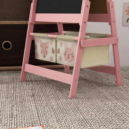 Kids Table and Chair Set And Kids Easel With Paper Roll, Storage Baskets, Kids Activity Furniture Set
