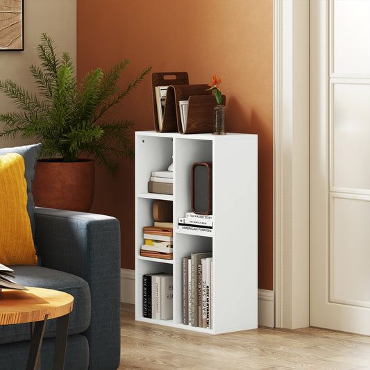 2-Tier Bookshelf with 5 Compartments - White / Black