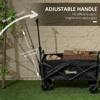 62L Festival Trolley on Wheels, Garden Folding Trolley Cart, 120kg Heavy Duty Collapsible Folding Wagon with Carrying Bag for Beach, Camping,